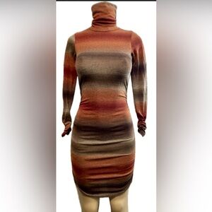 Four Stars Made in USA 🇺🇸Earth Tone Gradient Bodycon Sweater Dress Small
